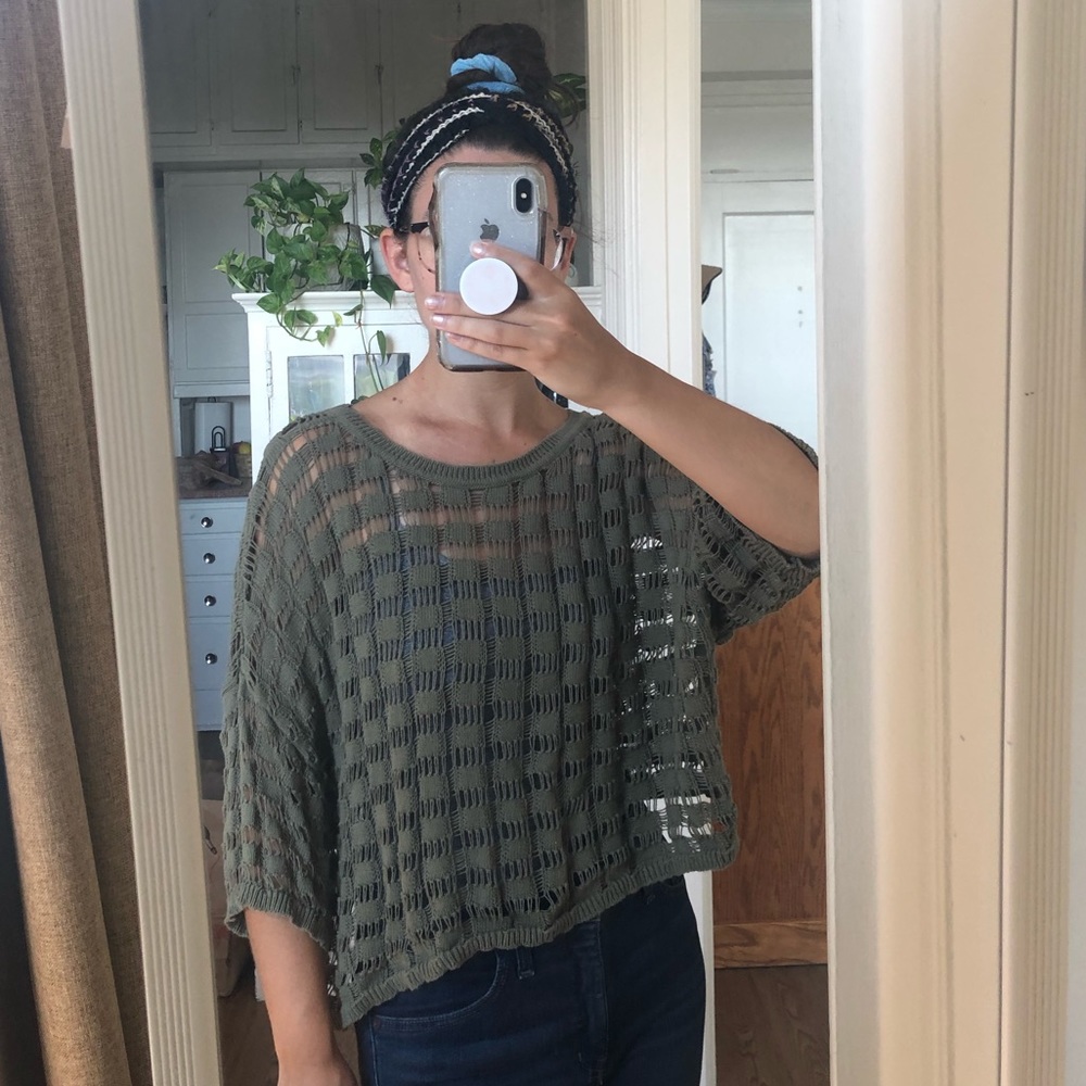 UO slouchy olive knit top